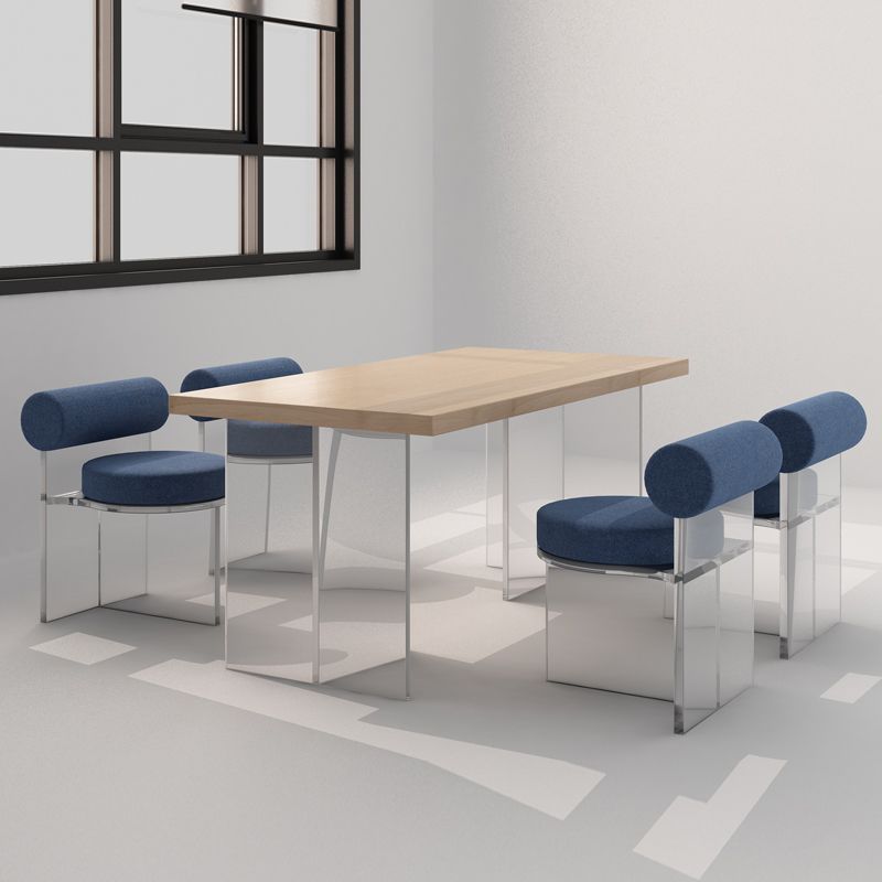Contemporary Solid Back Dining Chair Acrylic Side Chair for Dining Room