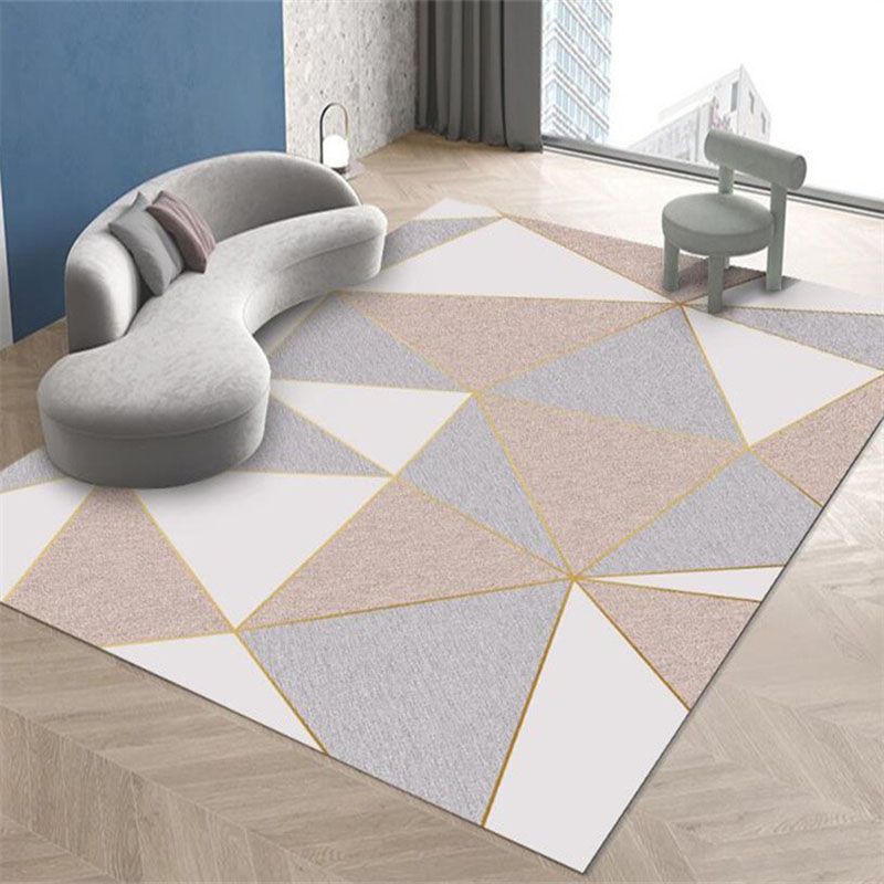 Pink Nordic Carpet Polyester Color Block Carpet Washable Carpet for Home Decor