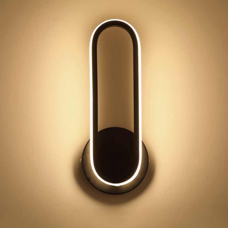 Oval Shape Metal Wall Light Modern Style 1 Light Wall Mount Light