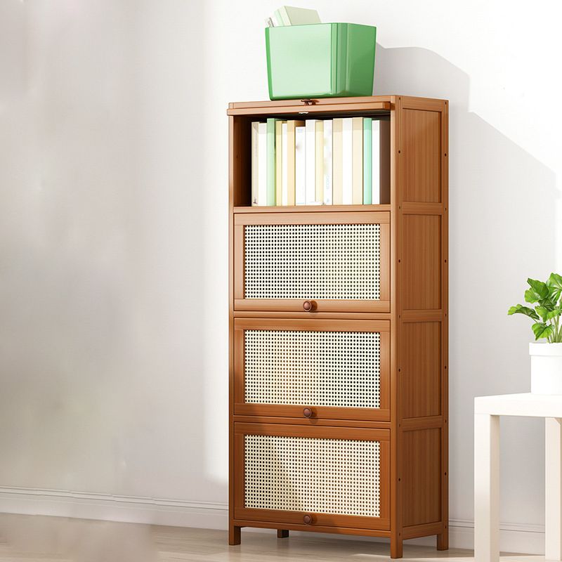 12.5" W Bamboo Bookshelf Modern Closed Storage Bookcase for Home Office