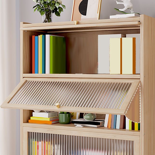 Natural Contemporary Cabinet, Solid Wood Accent Cabinet with Doors