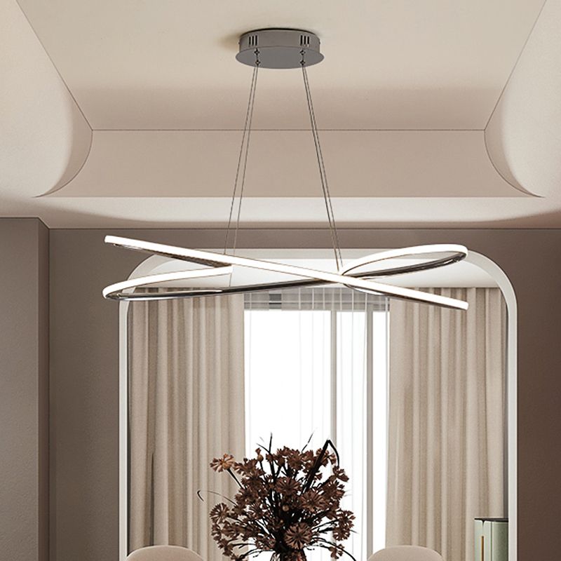 31.5"/39" Wide Twist Acrylic Chandelier Lighting Modernist Led Chrome/Gold Hanging Pendant Light in Warm Light