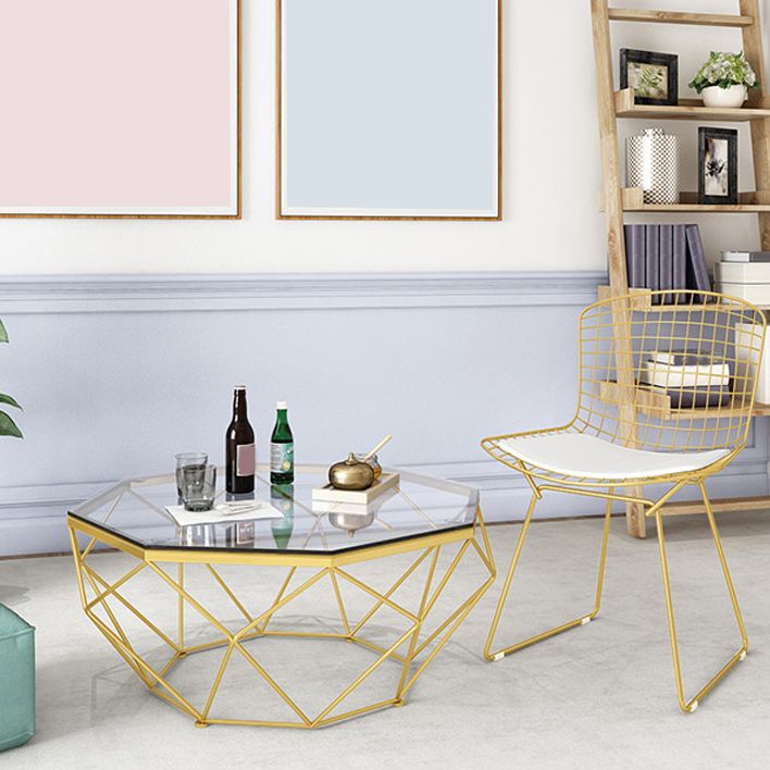 Glass Coffee Table 17.72" H Frame Cocktail Table for Living Room