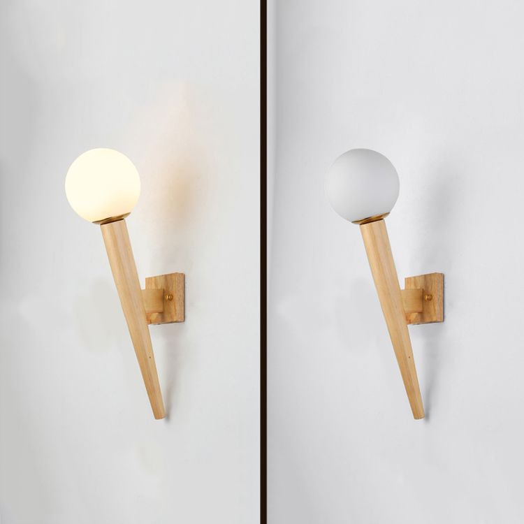 Japanese Style Wood Wall Light Geometric Shape Wall Sconce Lamp Fixture for Bedroom