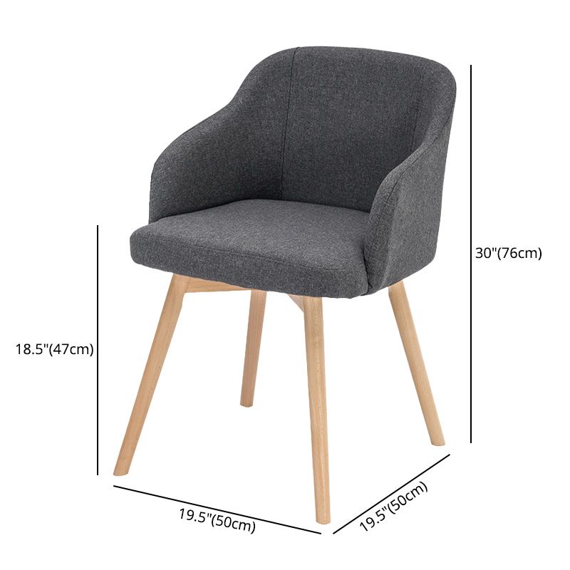Scandinavian Beech Solid Back Arm Chair Fabric Dining Chair with Natural Legs