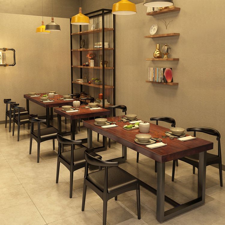 Industrial Dinning Table with Wood Rectangle Dining Table for Kitchen