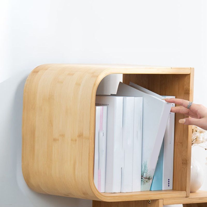 Modern Bamboo Bookcase Natural Open Back Standard Bookshelf with Shelves