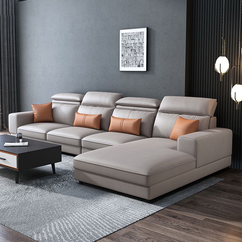 L-Shape High Back Faux Leather Square Arm Sectional with Wear-Resisting