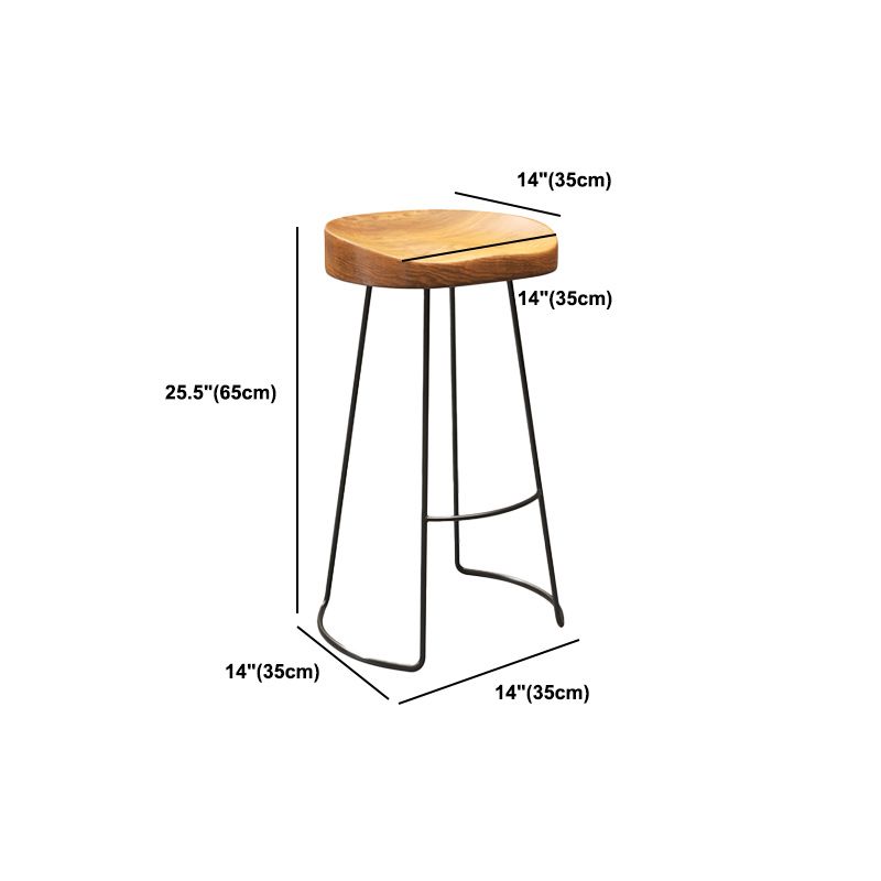 Industrial Style Bar Stool Wood Counter Bar Stool with Metal Legs for Home