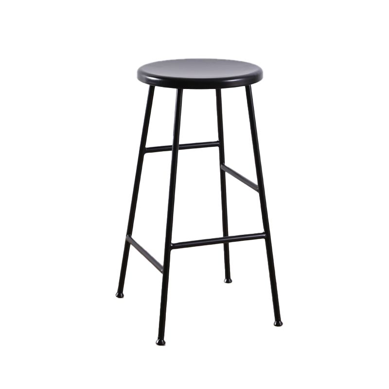 Contemporary Metal Legs Solid Wood Indoor Bar Stool with Footrest