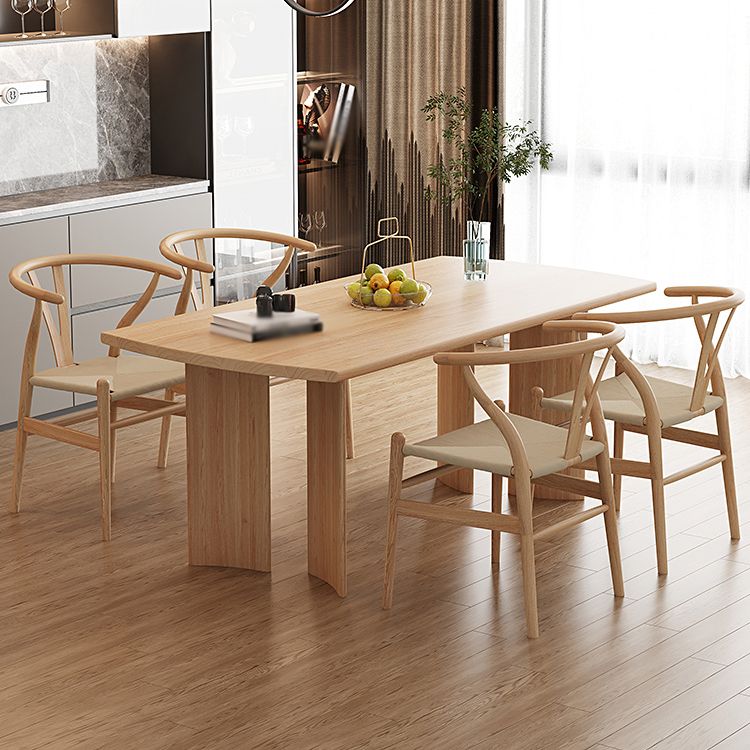 Modern Ash Wood Dinette Set 1/2/4/5 Pieces Rectangle Beige Dining Table Set