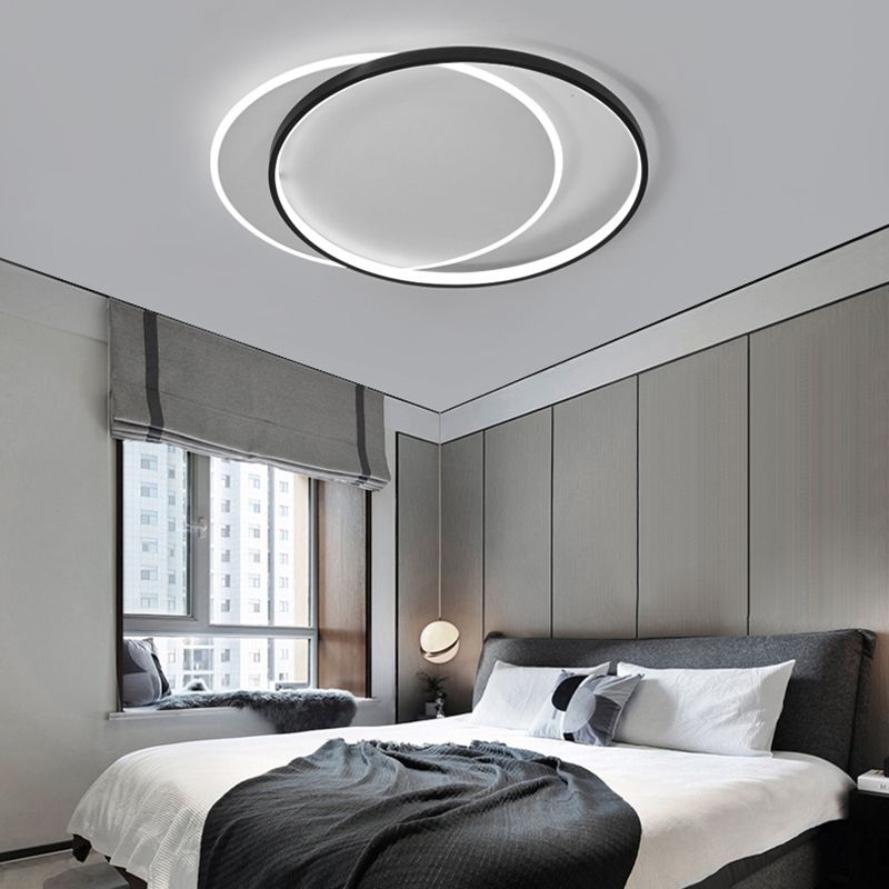 Plafonnier géométrique en métal, style simple, LED noir, éclairage proche du plafond