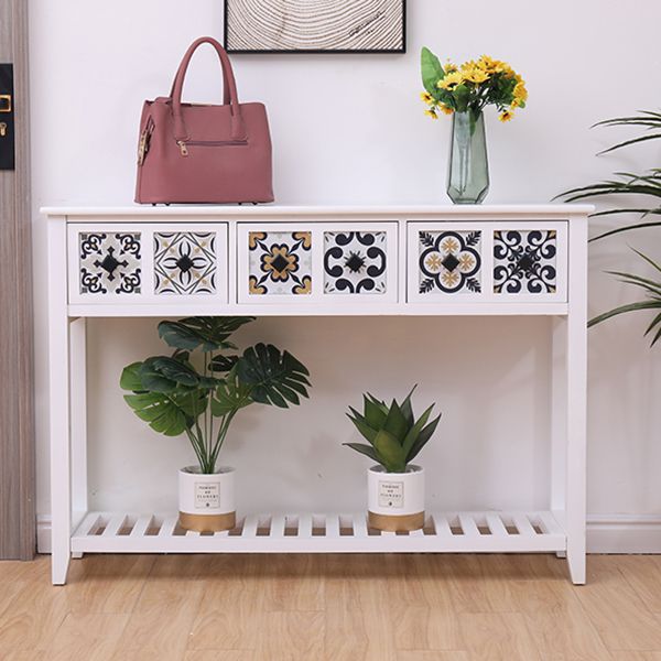 Mid-Century Modern Accent Table with Drawers for Hall Console