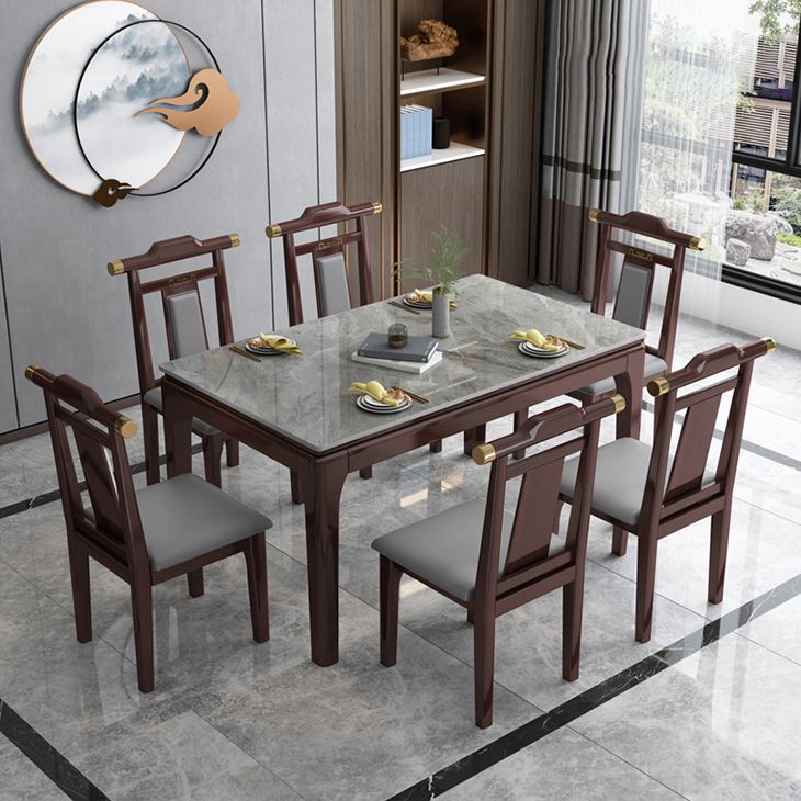 Stone Dining Room Collection Midcentury Style Rectangle 4 Legs Furniture for Home