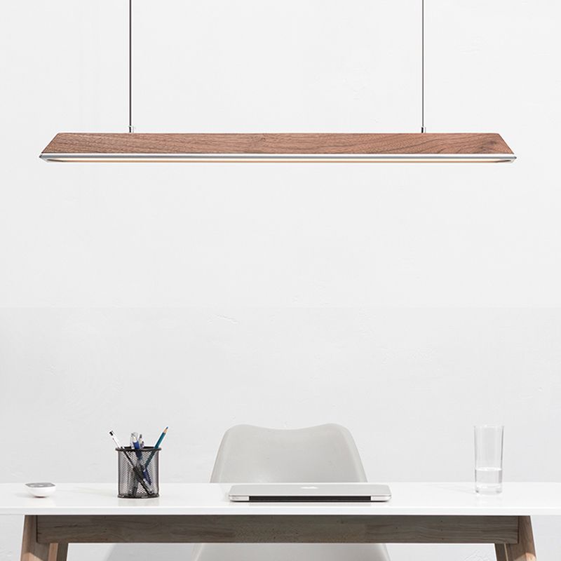 Modern 1-Light Island Light Linear Wood Island Chandelier Lights for Office