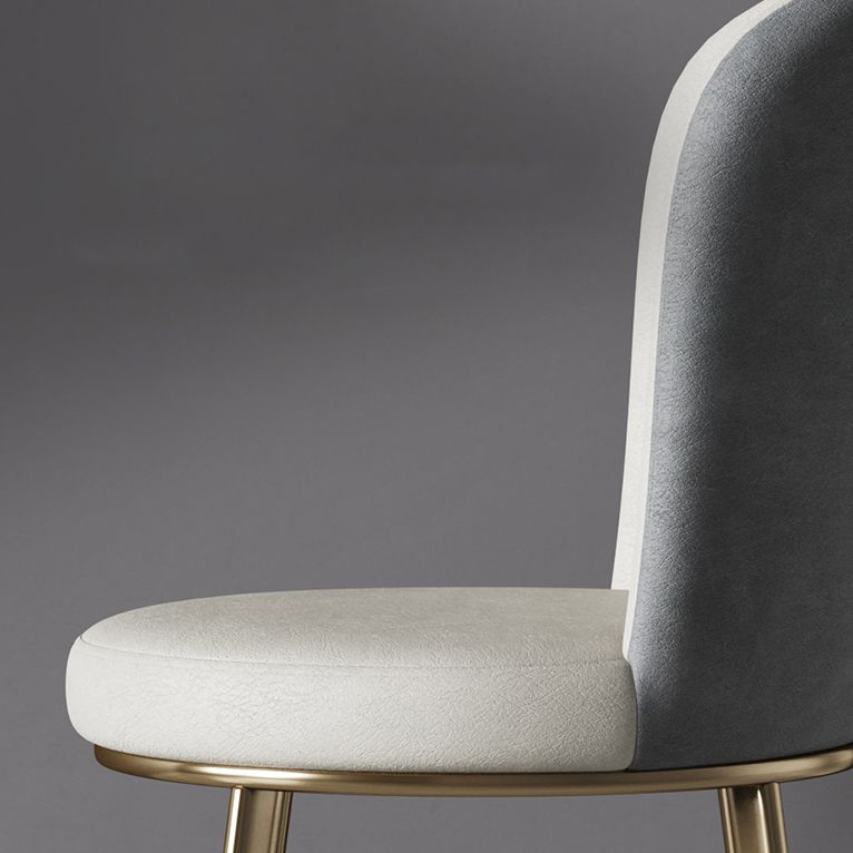 Scandinavian Style Leather Dining Chairs Solid Back Armless Dining Chairs for Home