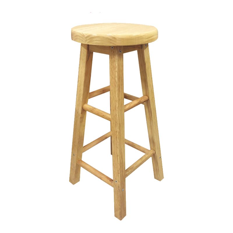 Taburete de bar moderno sin brazos y sin respaldo, taburete de bar de madera para tienda de té con leche y asiento de madera
