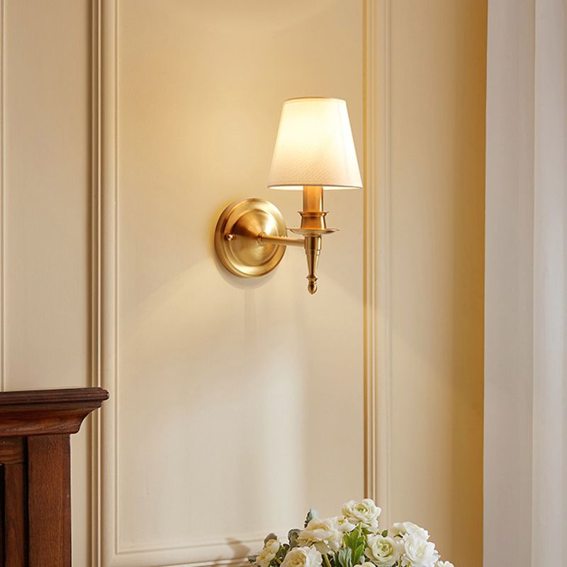 American Style Copper Wall Light Cylinder Shape Wall Lamp for Bedroom