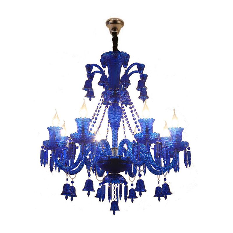 Blaue Candelabra Kronleuchter Licht Modernismus 8 Köpfe Kristall Anhänger Beleuchtung für Wohnzimmer