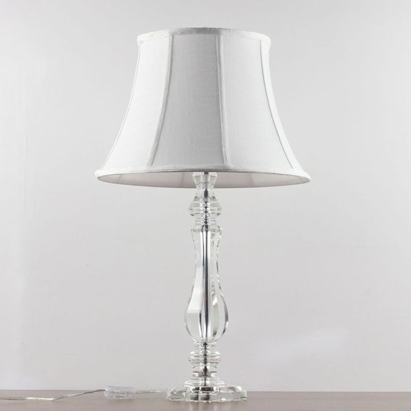 Simplicité Task Curvy Task Lighting Hand Cut Crystal 1 Bulb Bulb Nightand Lampe en blanc