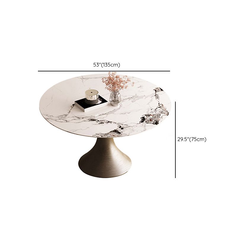 Glam Dining Set 1/4/5 Pcs Round Stone Dining Table with Armless Chairs
