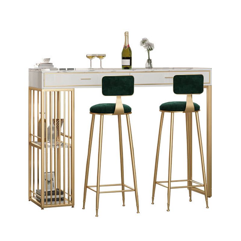 Stone Bar Table Set Glam Style Rectangle 1/3 Pieces Pub Table Set for Indoor