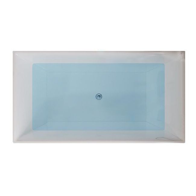 White Acrylic Bathtub Freestanding Soaking Rectangular Modern Bath