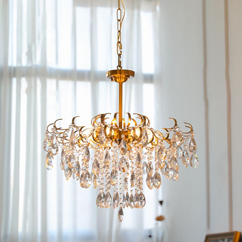 Traditional Crystal Chandelier Multi-Lights Bedroom Pendant Lamp (Without Hanging Chains)
