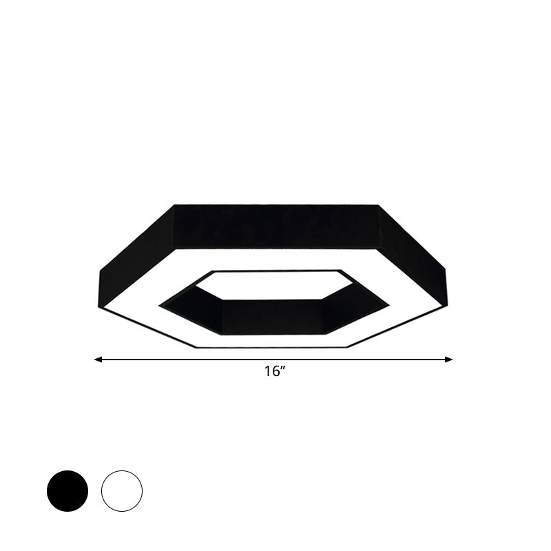 Hexagon LED Flush Ceiling Light Contemporary Acrylic Living Room Flushmount in Black/White, 16"/19.5"/31.5" W