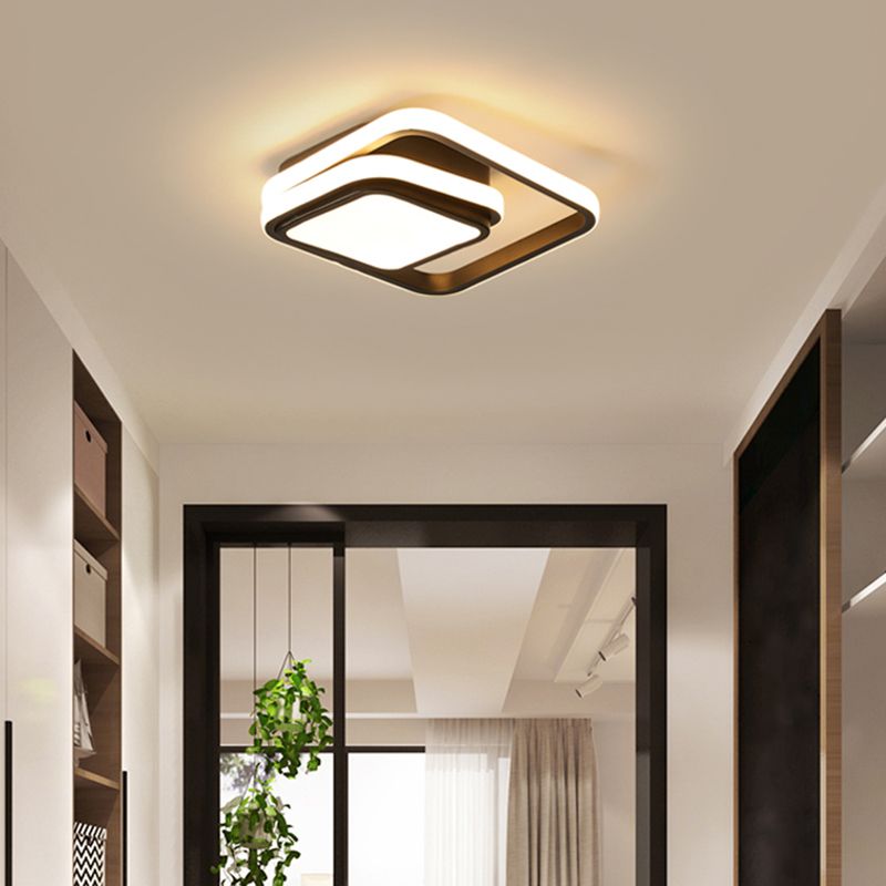 Plafonnier Led carré en aluminium, finition noire moderne, luminaire de plafond pour Foyer