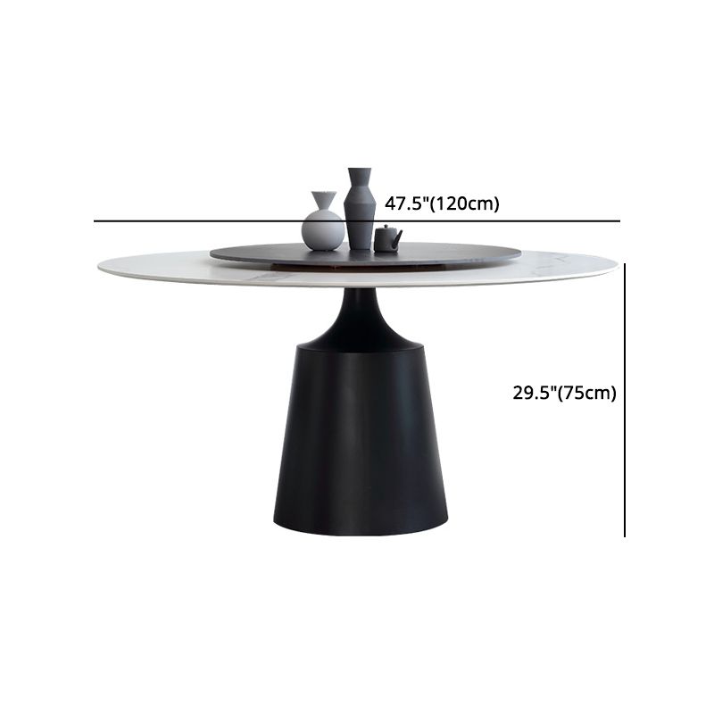 Modern Round Dinette Set 1/3/4/5/7 Pieces Sintered Stone Dining Table Set with Turntable