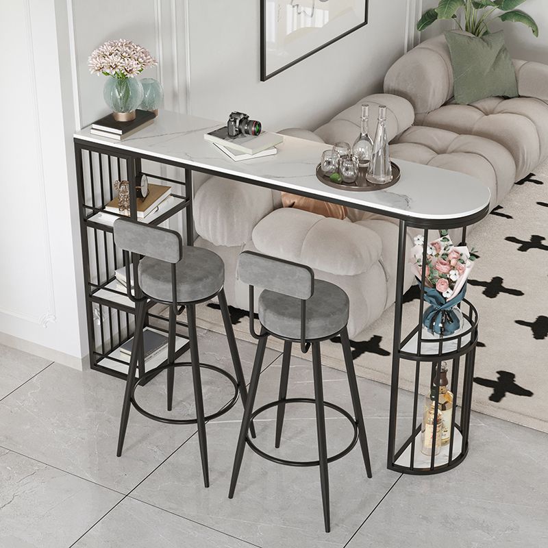 Modern Style Bar Table Set 1/3 Pcs White Granite Bar Table Set