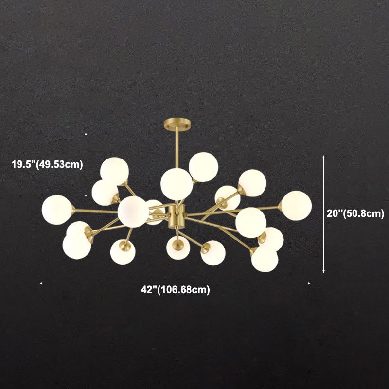 Glass Gold Chandelier in Modern Artistic Style Copper Globe Pendant Light for Interior Spaces