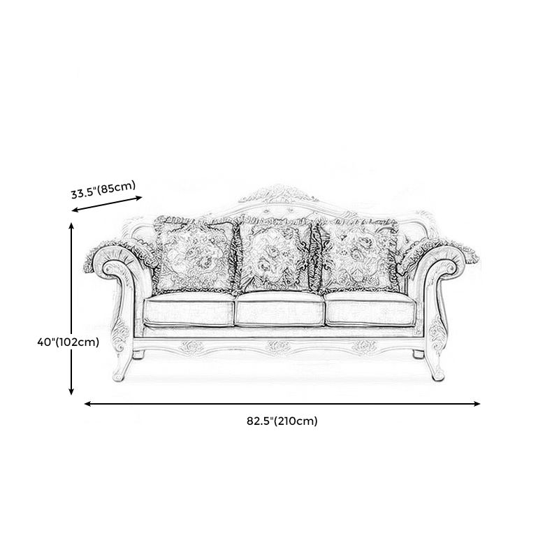 Traditional Standard Flared Arm Settee Couch for Three People