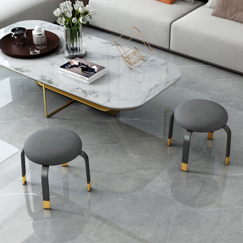 Footstool Ottoman Tear Resistant Solid Glam Cotton Blend Round Ottoman