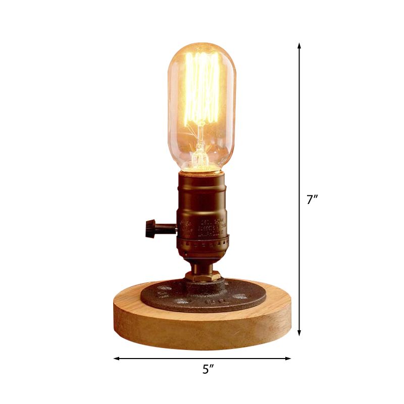 Messing Finish Mini Tischlampe mit Holzbasis Bauernhaus Metal 1 Light Restaurant Tischbeleuchtung