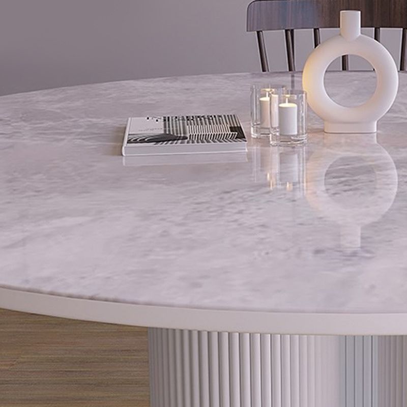 Modern Stone Dining Table Round Artificial Wood Table with Tripod Base