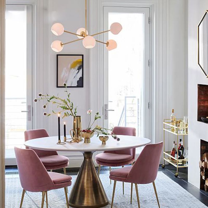 6 lichten goud kroonluchter licht moderne eenvoud witte glasbol schaduwverlichting armaturen