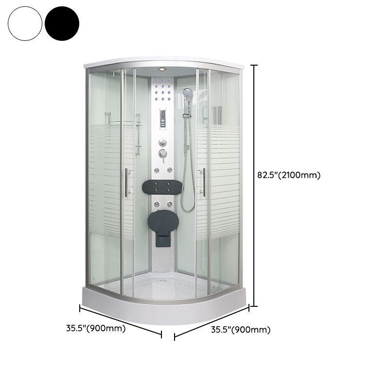 Double Sliding Shower Stall Round Shower Stall with Light and Towel Bar