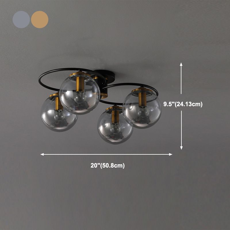 Modern Style Spherical Shape Ceiling Light Glass Multi Light Ceiling Light for Restaurant