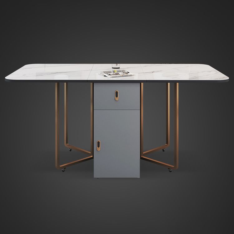 Foldable Sintered Stone Top Table Rectangle Extendable Table