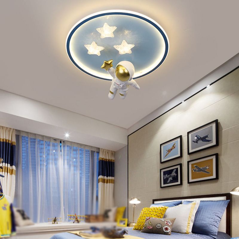 Astronaut Shape Flush Light Modern Style Metal 4 Lights Flush Mount for Bedroom