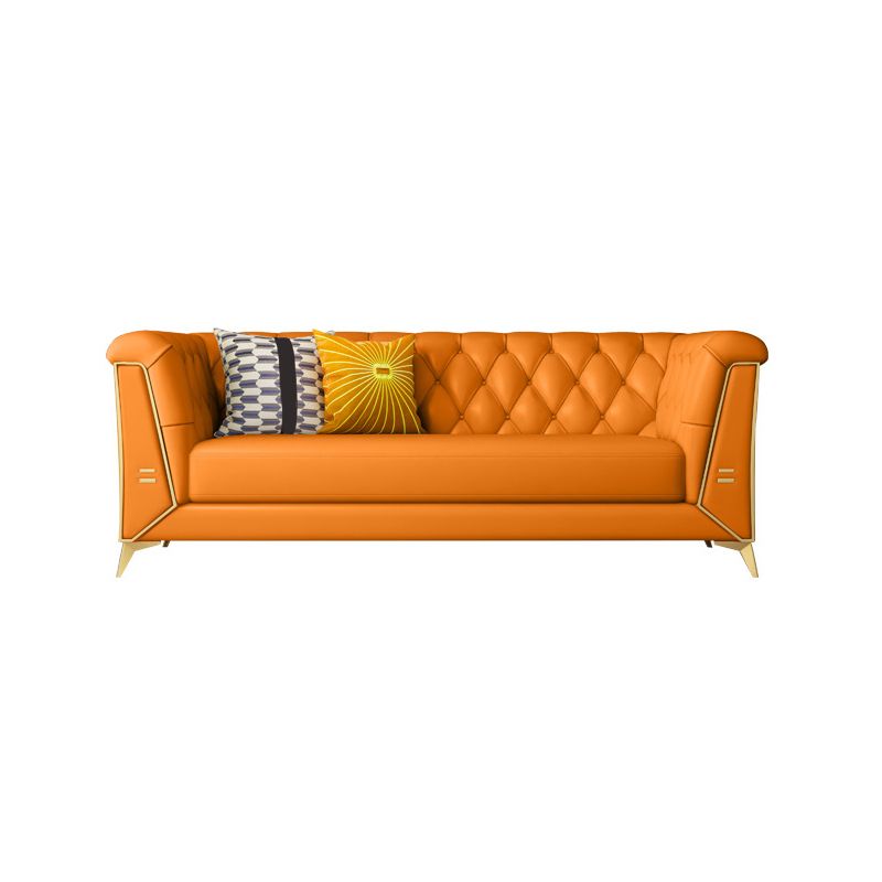 Contemporary 28.7" H Faux Leather Tufted Tuxedo Arm Sofa For Living Room