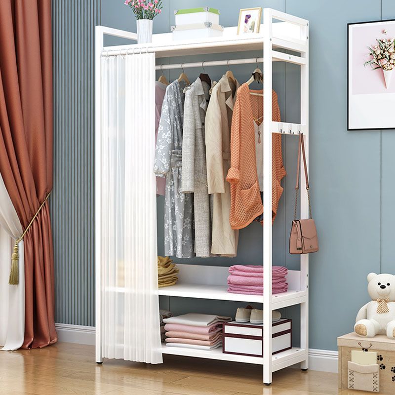 Modern Style Coat Rack Metal Frame Multi-layer Shelve Design Free Standing Coat Rack