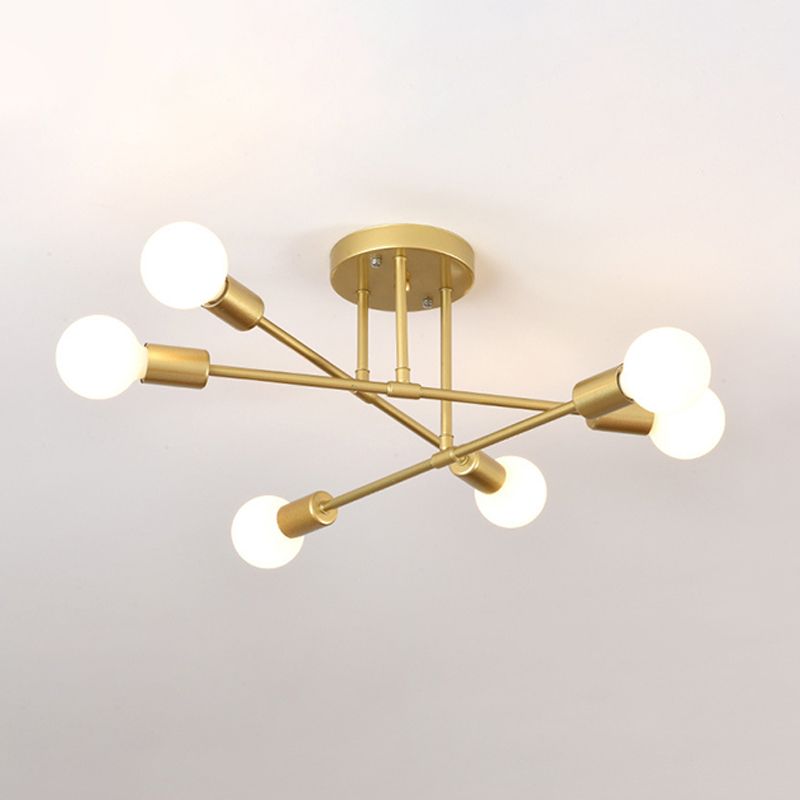 Modern Sputnik Shape Flush Mount Light Fixtures Metal Flush Mount Ceiling Light