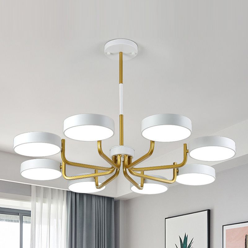 Nordic Round LED Chandelier Metallic Bedroom Living Room Suspension Lighting Fixture