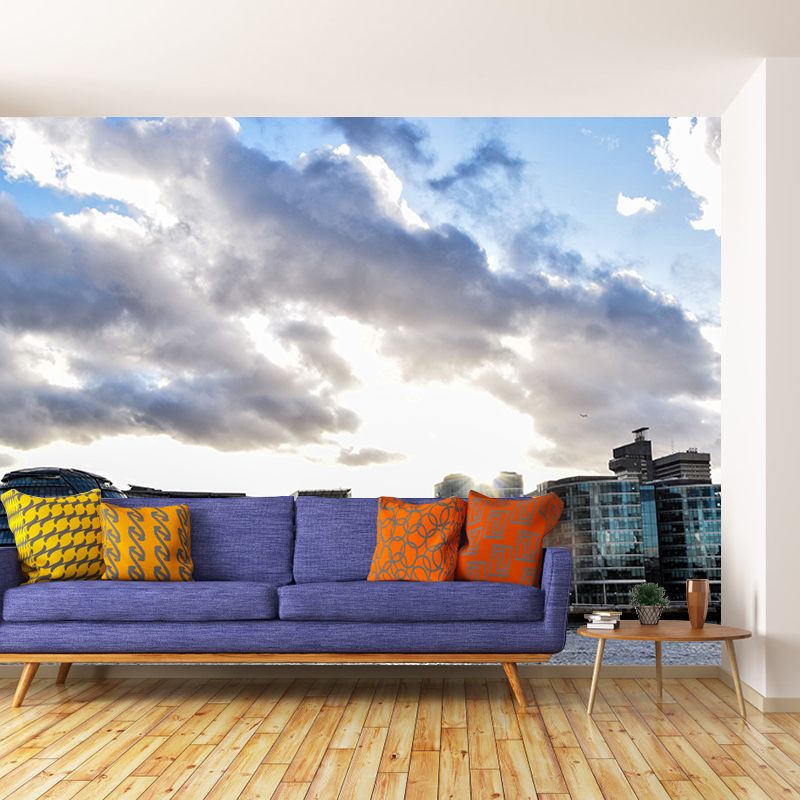 Modern City Scene Mural Decal Water Resistant Wall Covering, Made to Measure