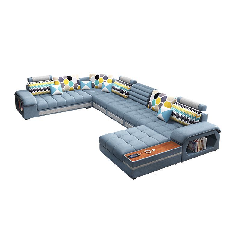 Blue Sofa/sectional with Storage for Living Room 33.46" High