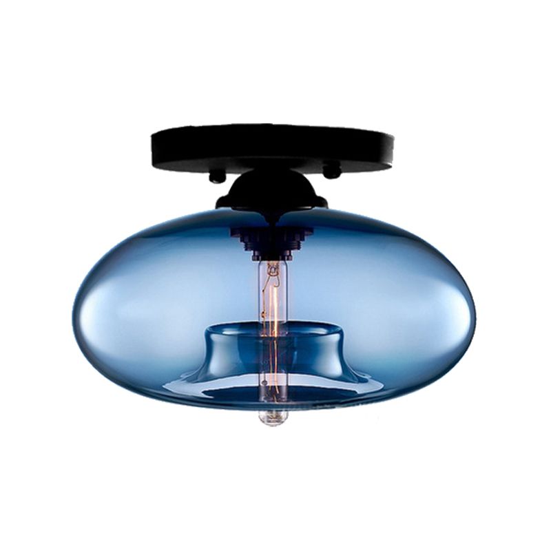 Oblong Flush Deckenleuchte Modernist Glas 1 Lichthimmel Blau/Amber/Rauch Grau/Kaffee Deckenleuchte, 11 " W