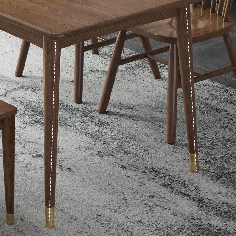 Modern Style Ash Wood Dining Table 4 Legs Rectangular Table in Wood Color